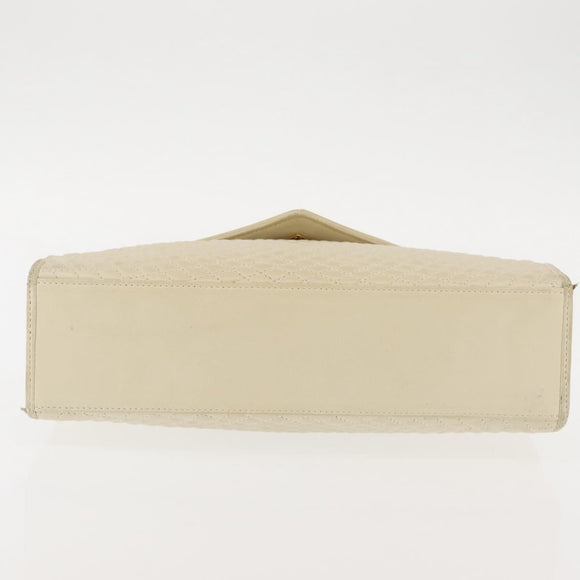 BALLY Quilted Hand Bag Leather Beige Gold Auth BA6460