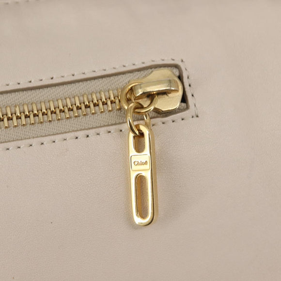 Chloe Vanessa G Shoulder Bag Leather Ivory Gold Auth BA6461