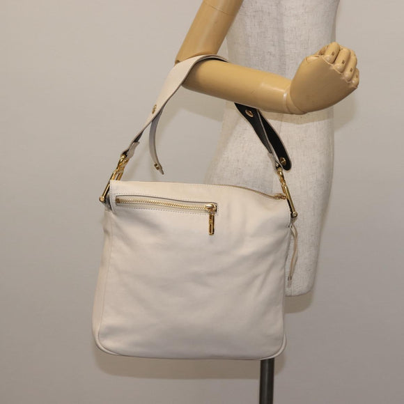 Chloe Vanessa G Shoulder Bag Leather Ivory Gold Auth BA6461