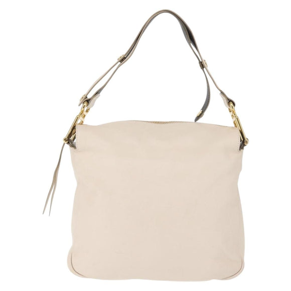 Chloe Vanessa G Shoulder Bag Leather Ivory Gold Auth BA6461