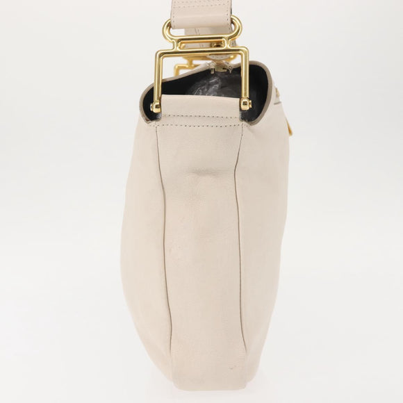 Chloe Vanessa G Shoulder Bag Leather Ivory Gold Auth BA6461