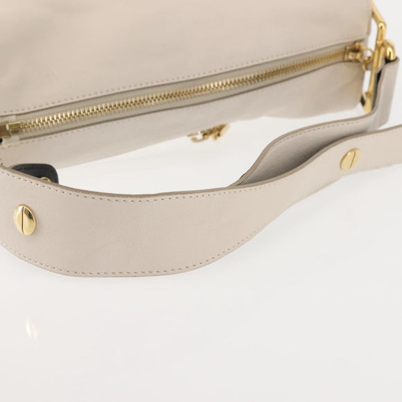 Chloe Vanessa G Shoulder Bag Leather Ivory Gold Auth BA6461