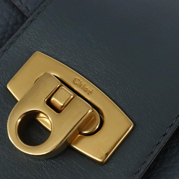 Chloe Shoulder Bag Leather Light Blue Gold Auth BA6462