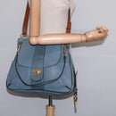 Chloe Shoulder Bag Leather Light Blue Gold Auth BA6462-26