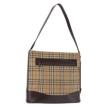 BURBERRY Nova Check Shoulder Bag Canvas Beige Gold Auth BA6463