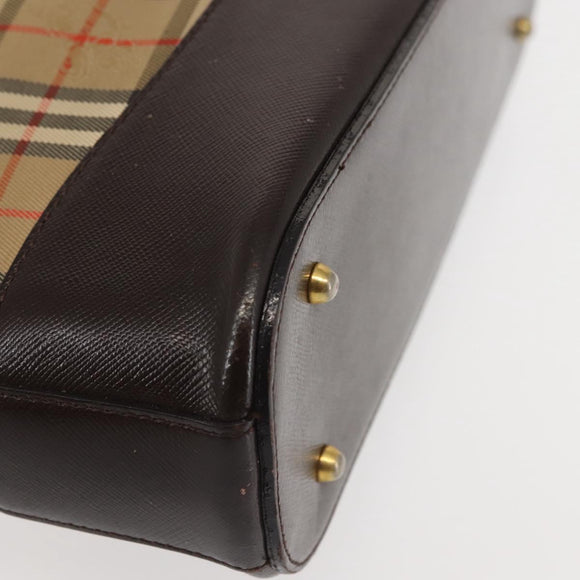 BURBERRY Nova Check Shoulder Bag Canvas Beige Gold Auth BA6463