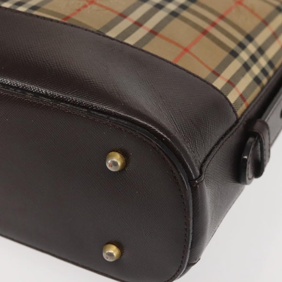 BURBERRY Nova Check Shoulder Bag Canvas Beige Gold Auth BA6463