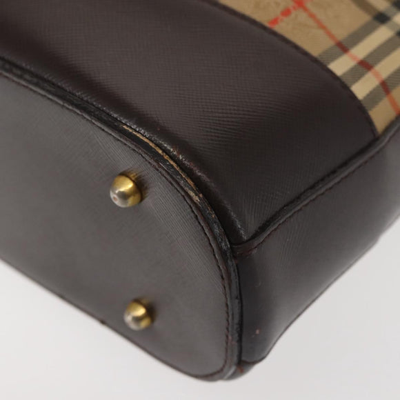 BURBERRY Nova Check Shoulder Bag Canvas Beige Gold Auth BA6463