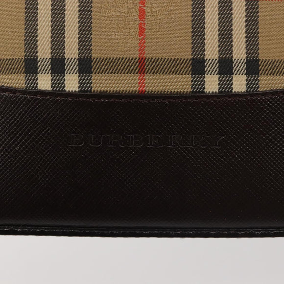BURBERRY Nova Check Shoulder Bag Canvas Beige Gold Auth BA6463