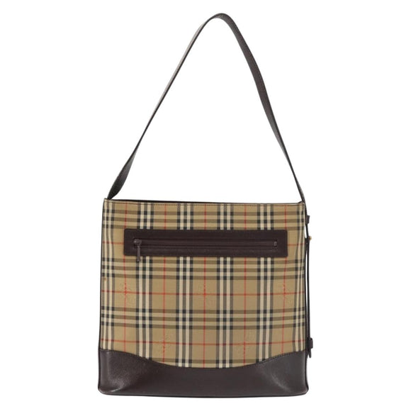 BURBERRY Nova Check Shoulder Bag Canvas Beige Gold Auth BA6463