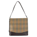 BURBERRY Nova Check Shoulder Bag Canvas Beige Gold Auth BA6463-2