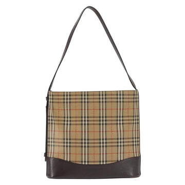 BURBERRY Nova Check Shoulder Bag Canvas Beige Gold Auth BA6463 - 0