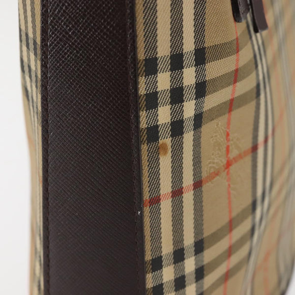BURBERRY Nova Check Shoulder Bag Canvas Beige Gold Auth BA6463