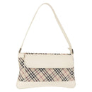BURBERRY Nova Check Shoulder Bag Canvas Leather White Silver Auth BA6464-1