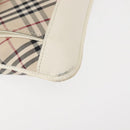 BURBERRY Nova Check Shoulder Bag Canvas Leather White Silver Auth BA6464-9