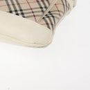 BURBERRY Nova Check Shoulder Bag Canvas Leather White Silver Auth BA6464-14