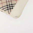 BURBERRY Nova Check Shoulder Bag Canvas Leather White Silver Auth BA6464-15