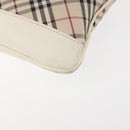 BURBERRY Nova Check Shoulder Bag Canvas Leather White Silver Auth BA6464-16