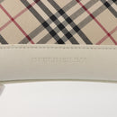BURBERRY Nova Check Shoulder Bag Canvas Leather White Silver Auth BA6464-17