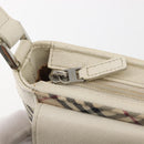 BURBERRY Nova Check Shoulder Bag Canvas Leather White Silver Auth BA6464-10
