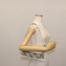 BURBERRY Nova Check Shoulder Bag Canvas Leather White Silver Auth BA6464-21