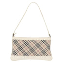BURBERRY Nova Check Shoulder Bag Canvas Leather White Silver Auth BA6464-2