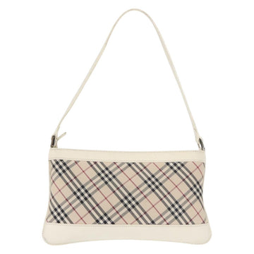 BURBERRY Nova Check Shoulder Bag Canvas Leather White Silver Auth BA6464 - 0