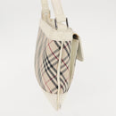 BURBERRY Nova Check Shoulder Bag Canvas Leather White Silver Auth BA6464-4