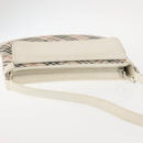 BURBERRY Nova Check Shoulder Bag Canvas Leather White Silver Auth BA6464-6