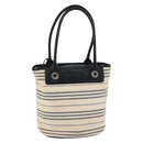 BURBERRY Tote Bag Canvas Leather White Silver Auth BA6465-1