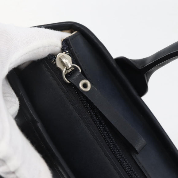 BURBERRY Tote Bag Canvas Leather White Silver Auth BA6465