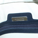 BURBERRY Tote Bag Canvas Leather White Silver Auth BA6465-11