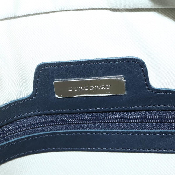 BURBERRY Tote Bag Canvas Leather White Silver Auth BA6465