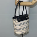 BURBERRY Tote Bag Canvas Leather White Silver Auth BA6465-22