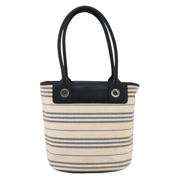 BURBERRY Tote Bag Canvas Leather White Silver Auth BA6465 - 0