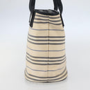 BURBERRY Tote Bag Canvas Leather White Silver Auth BA6465-3