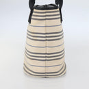 BURBERRY Tote Bag Canvas Leather White Silver Auth BA6465-4