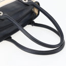 BURBERRY Tote Bag Canvas Leather White Silver Auth BA6465-7