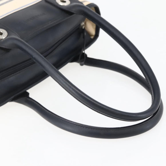 BURBERRY Tote Bag Canvas Leather White Silver Auth BA6465