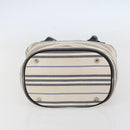 BURBERRY Tote Bag Canvas Leather White Silver Auth BA6465-5