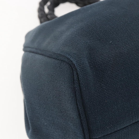 BOTTEGA VENETA Tote Bag Canvas Leather Blue Gold Auth BA6466