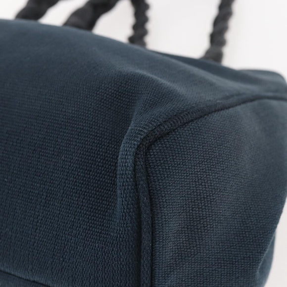 BOTTEGA VENETA Tote Bag Canvas Leather Blue Gold Auth BA6466