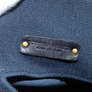 BOTTEGA VENETA Tote Bag Canvas Leather Blue Gold Auth BA6466-10