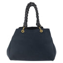 BOTTEGA VENETA Tote Bag Canvas Leather Blue Gold Auth BA6466-13