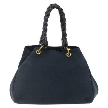 BOTTEGA VENETA Tote Bag Canvas Leather Blue Gold Auth BA6466 - 0