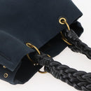 BOTTEGA VENETA Tote Bag Canvas Leather Blue Gold Auth BA6466-6