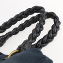 BOTTEGA VENETA Tote Bag Canvas Leather Blue Gold Auth BA6466-8