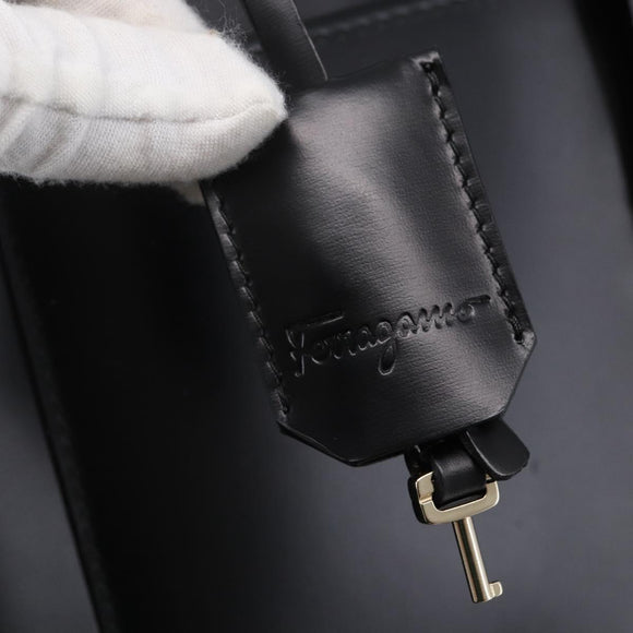 Salvatore Ferragamo Tote Bag Leather Black Auth BA6469