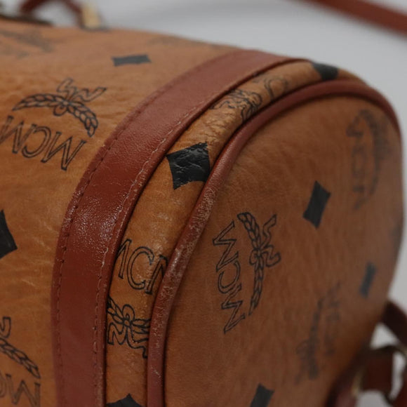 MCM Vicetos Logogram Shoulder Bag PVC Leather Brown Gold Auth BA647