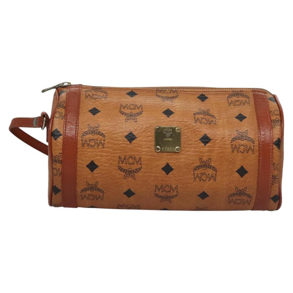 MCM Vicetos Logogram Shoulder Bag PVC Leather Brown Gold Auth BA647